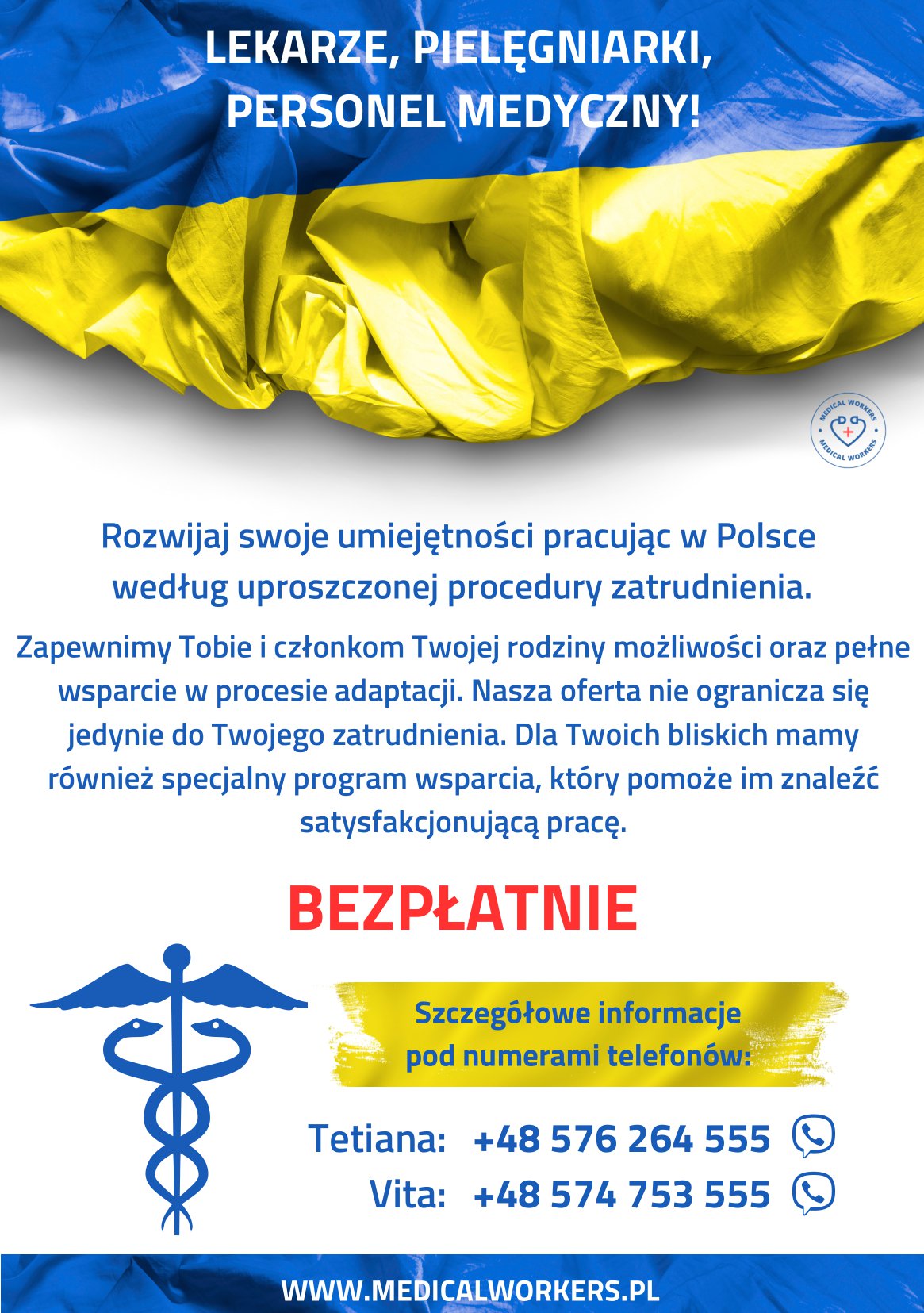 Personel medyczny - ulotka informacyjna w języku polskim (1 strona)