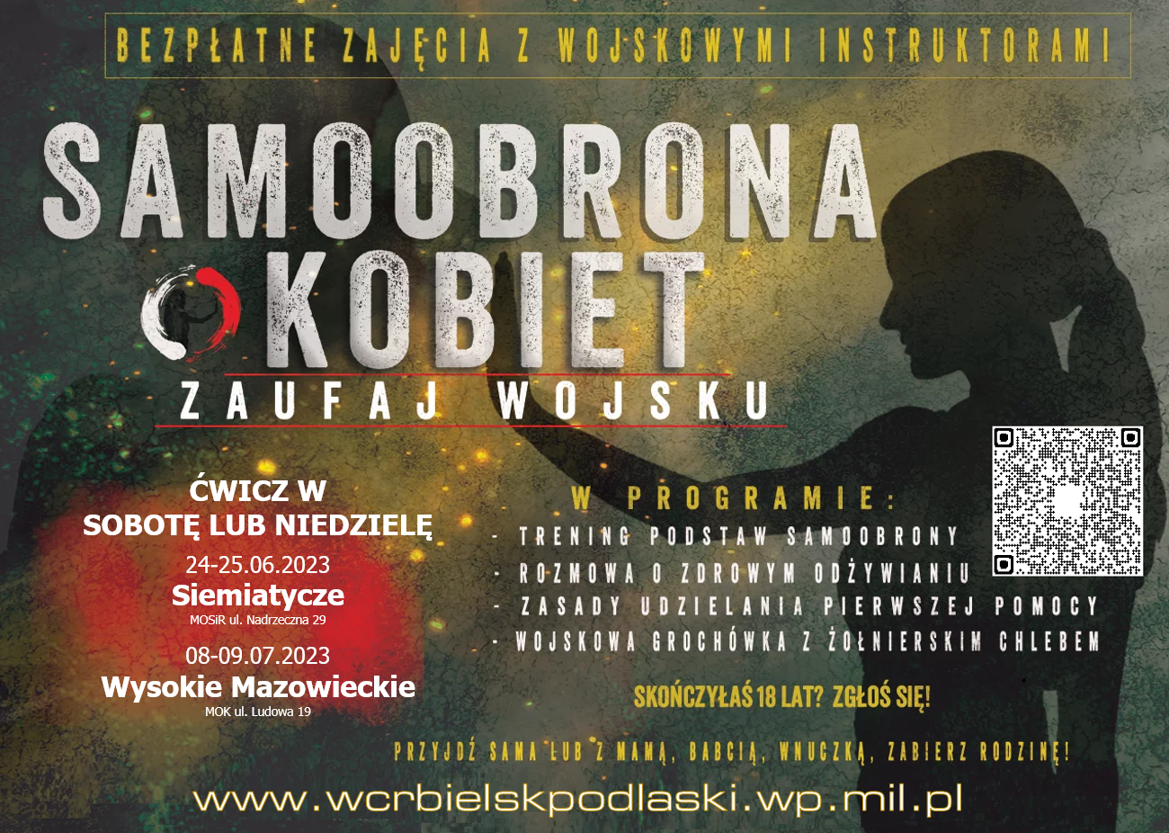 Samoobrona Kobiet - zaufaj wojsku - plakat z kodem QR